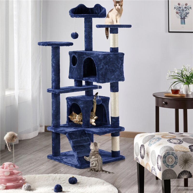 Navy blue cat tree hotsell